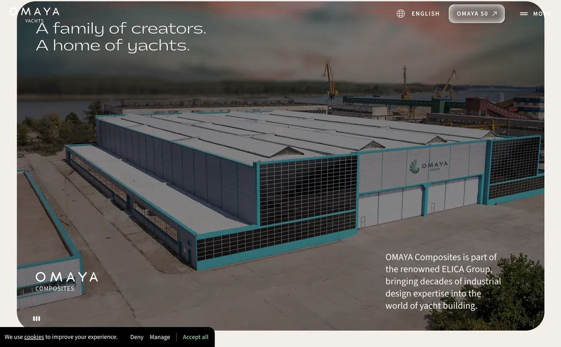 Página do site estaleiro e charter Adriático